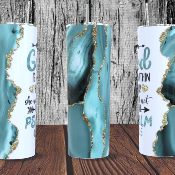 God Is Within Her she will not Fall Psalm 46:5 20 o Skinny Tumbler - Picture 2 of 5